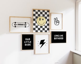Personalized Skateboard Gallery Wall Art Set: Boy Nursery Decor (Digital Download)