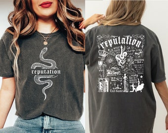 Reputatie Tracklist Comfort Kleuren Tee, Reputatie Merch Shirt, Vintage Stil Reputatie Snake Shirt, Reputatie Shirt, Rep Shirt N274