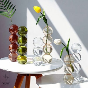 Bubble Glass Vase, Nordic Colourful Glass Bubble Vase, Colorful Glass Vase, Clear Vase For Flowers, Transparent Glass Vase, Hydroponic Vase