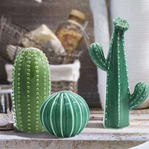 Cactus Ceramic Decor, Cactus Figurine, Cactus Ornament, Desk Decor, Tabletop Ornaments, Cactus Decor, Housewarming Gift, Nature Decoration