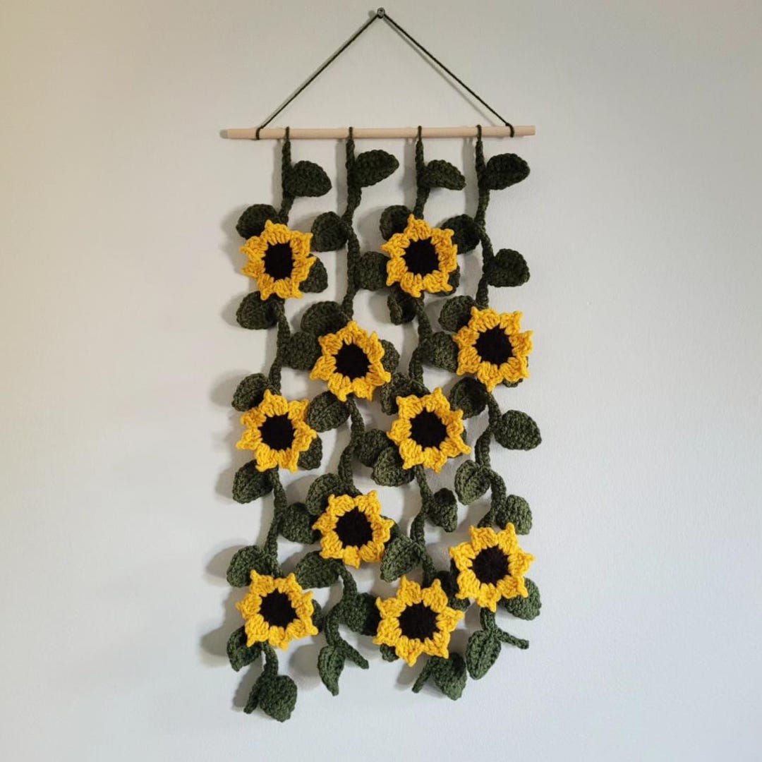 Handmade Crochet Sunflower Wall Hanging - Etsy