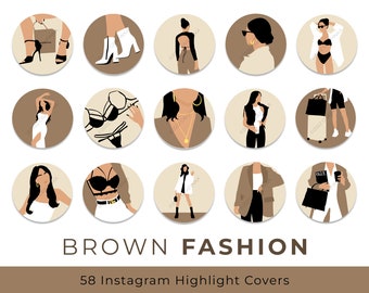 BROWN Fashion Instagram Story Highlight Cover Social Media Icons For Instagram Bloggers Minimalist Trendy Fashion Illustration