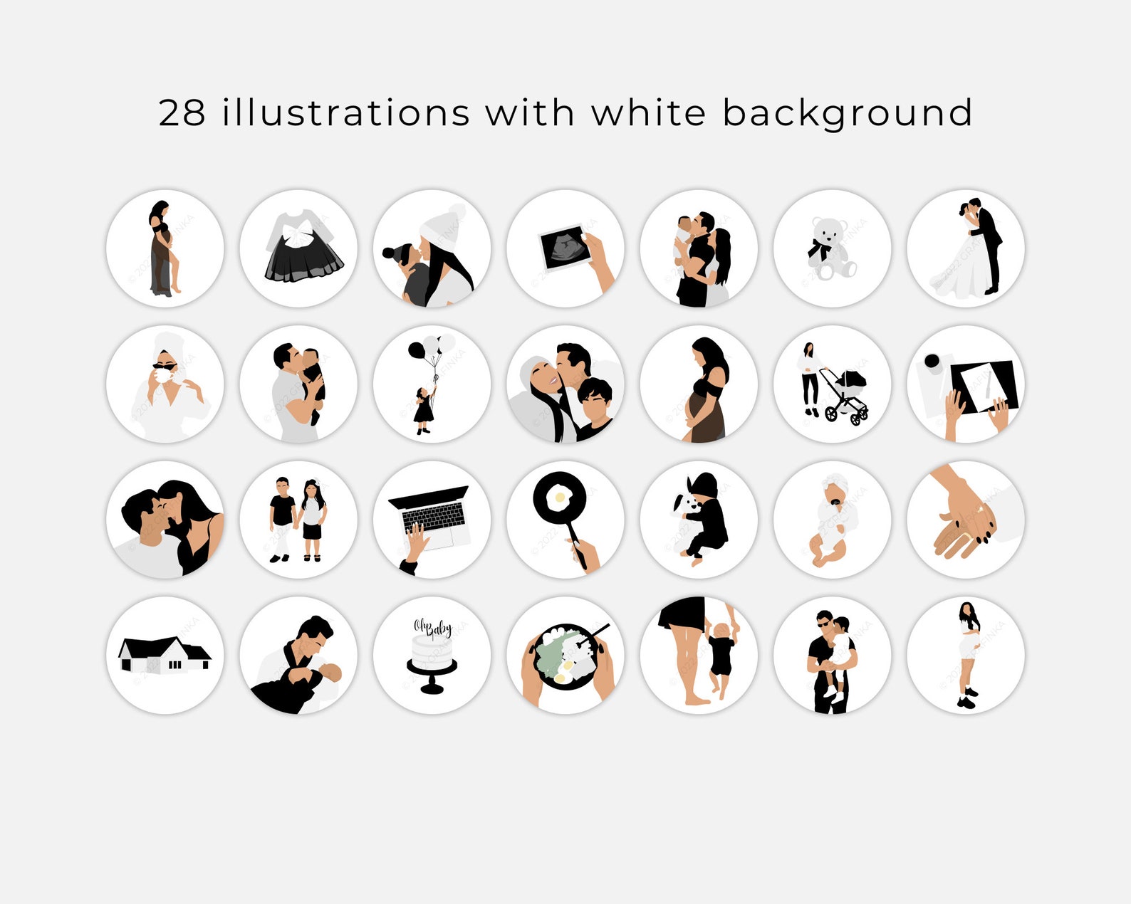 Family Life Instagram Highlight Covers White Light Gray Black - Etsy