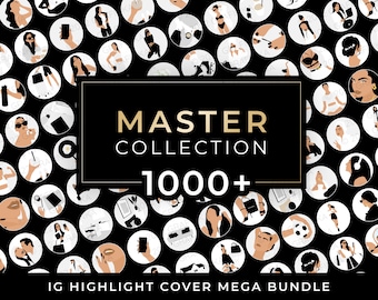 Editable Instagram Highlight Cover Pack, Fashion Social Media Icon Minimalist Aesthetic Canva Template Lifestyle Travel Fitness Illustration