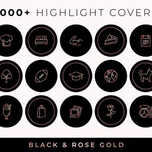 1000+ Instagram Highlight Covers, Icons Pack, Minimalist Highlights, Icons For Ig Stories, Social Media Kit, Lifestyle, Rose Gold And Black
