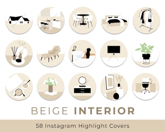 BEIGE Interior Instagram Story Highlight Covers Social Media - Etsy