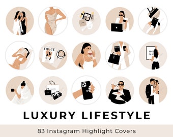Couvertures Instagram Mode De Vie De Luxe, Icônes De Réseaux Sociaux Pour Instagram, Faits Saillants De L'histoire De La Mode Esthétique, Beige Et Blanc