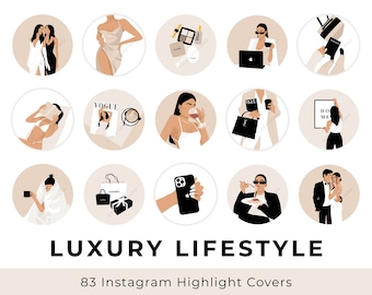 Luxury Lifestyle Instagram Highlight Covers, Social Media Icons For Instagram, Aesthetic Fashion Ig Story Highlights, Beige And White
