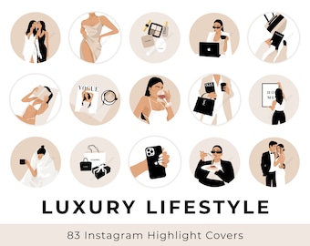 Couvertures Instagram Mode De Vie De Luxe, Icônes De Réseaux Sociaux Pour Instagram, Faits Saillants De L'histoire De La Mode Esthétique, Beige Et Blanc