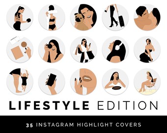 35 Lifestyle Instagram Story Highlight Covers, For Influencers, For Bloggers, Social Media Icons, Handdrawn, Instagram Stories, Icon Covers
