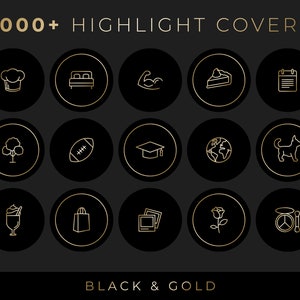 1000+ Instagram Highlight Covers, Icons Pack, Minimalist Highlights, Icons For Ig Stories, Social Media Kit, Lifestyle, Black And Gold