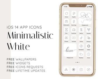 200+ White App Icon Pack, Minimalist App Icon Aesthetic, IOS & Android Homescreen Icons, Social Media Icons, iPhone, iPad, Widgetsmith