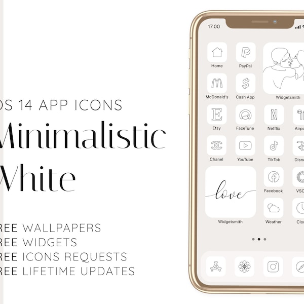 200+ White App Icon Pack, Minimalist App Icon Aesthetic, IOS & Android Homescreen Icons, Social Media Icons, iPhone, iPad, Widgetsmith