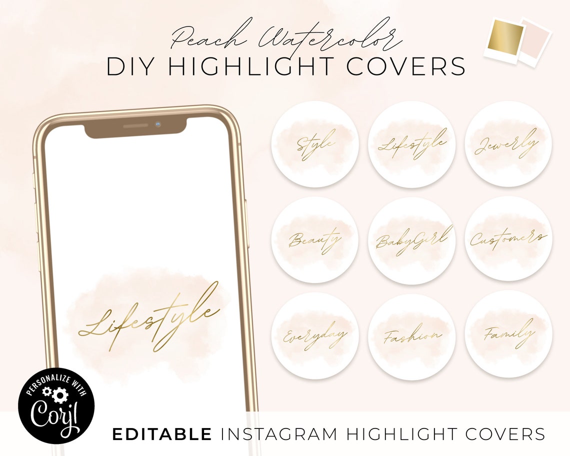 DIY Instagram Highlight Covers Light Orange Peach Watercolor - Etsy