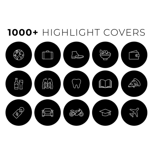 Black Instagram Highlight Covers For Men, Black And White Ig Story Icons, Social Media Icons, Minimalist, Photographer, Travel, Business