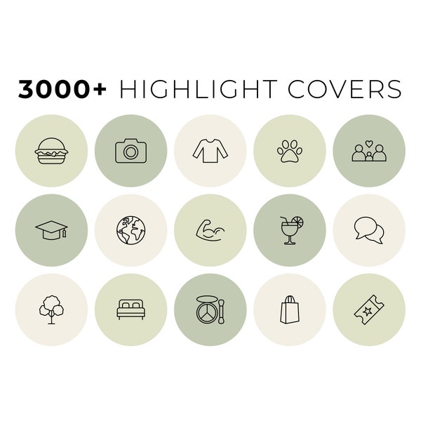 3000+ Instagram Highlight Covers, Sage Green Ig Story Icon Pack, Minimalist Aesthetic, Social Media, Lifestyle, Travel, Nature, Light Green