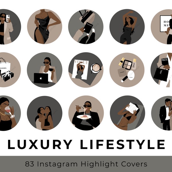 Luxury Lifestyle Instagram Highlight Covers, Social Media Icons For Instagram, Aesthetic Fashion Ig Story Highlights