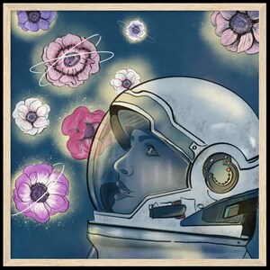Surprise (Astronauta) - Poster con cornice in legno in carta opaca premium