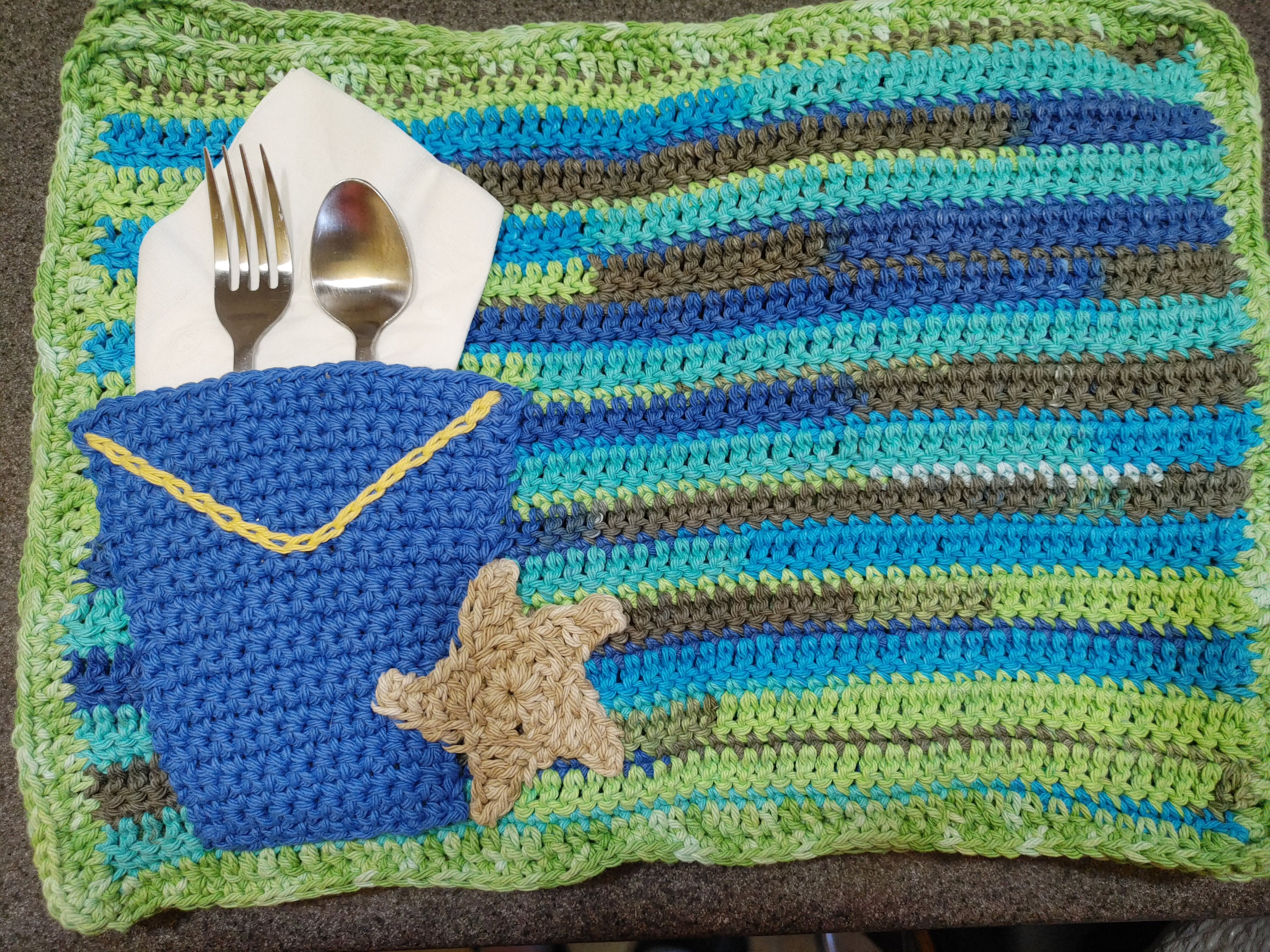 Crocheted Beach themed placemats Set of 6 Etsy