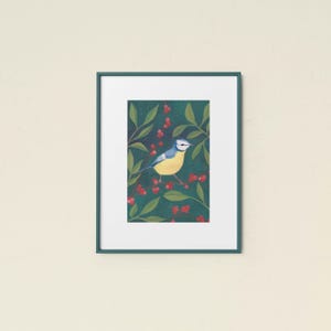 Bluetit / Songbird / Hand Painted / Wall Art / British Birds / Garden Birds / Art Print