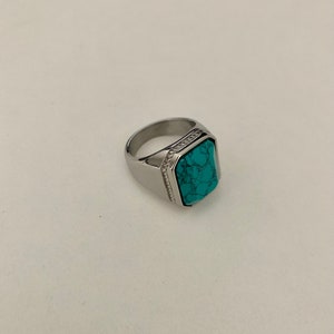 Silver Turquoise Stone Signet Ring