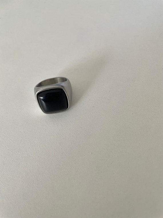 シルバー スクエア型 ストーンリング オニキス スクエア シルバー オニキス ストーン リング - Etsy 日本