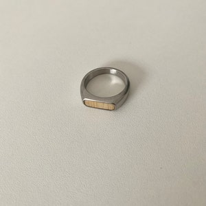 Silver Oak Wood Rectangle Ring