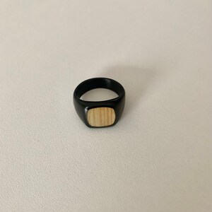 Black Oak Wood Ring, Wood Men Ring, Square Black Ring, Black Ring Men, Mens Jewellery Ring, Stainless Steel Ring