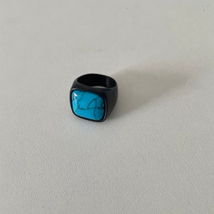 Black Square Turquoise Stone Ring