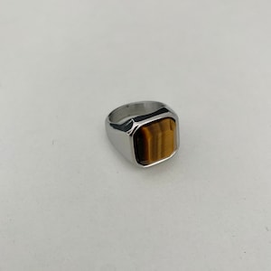 Silver Tiger Eye Stone Signet Ring