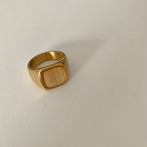 18K Gold Plated Oak Wood Ring, Mens Wood Ring, Handmade Gold Plated Ring, Delicate Aesthetic Ring, Mens Gold Jewellery