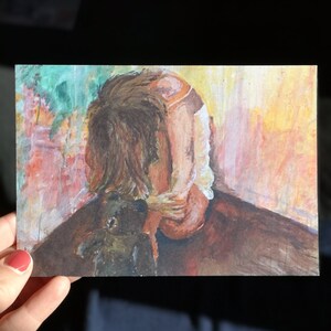 Cartão postal, impressão, pintura, menina