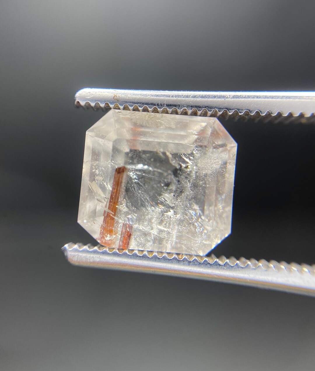 Quartz Gemstone, Quartz With Inclusions Needle Rectanfular Step Cut - Etsy