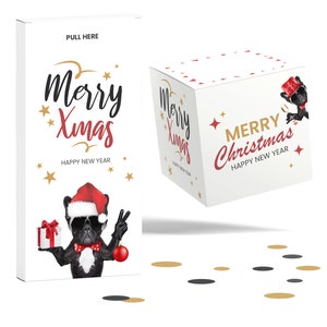 Cartão de Natal explodindo de confete, porta-cartão de presente, cartão de Natal pop-up para criança, amigo, ele, ela, mãe, pai, caixa de Natal surpresa