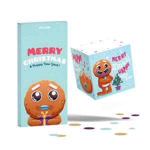 Exploderende Confetti Kerstkaart, Gift Card Houder, Peperkoek Man Pop-up Kerstkaart voor kinderen, vriend, verrassing Kerstdoos