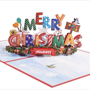 3D Pop-up Merry Christmas Card, Gloss Cover Premium Design, met envelop, voeg een bericht toe, voor vriend, moeder, dochter, baas