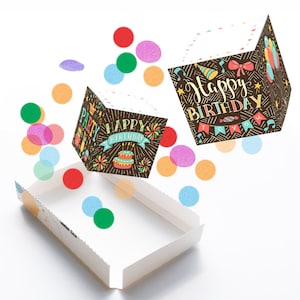 Überraschung explodierende Pop-Up-Grußkarte, alles Gute zum Geburtstag mit buntem Konfetti, Streichkarte