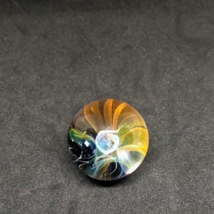 Handmade Borosilicate Glass Marble - Silver & Gold Fume Flower