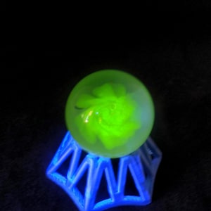 Handmade Borosilicate Glass Marble - UV Reactive Black Light Uranium Glass