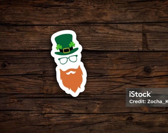 Hipster Irish sticker, Irish sticker, St. Patrick's day sticker, fun stickers, decals, laptop stickers, water bottle stickers, stickers