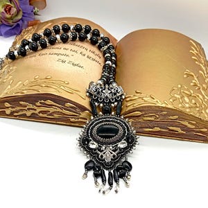 Bead embroidery necklace.Bead embroidery pendant.Bead embroidery jewelry.Seed beads necklace.Bib statement necklace .Handmade jewelry