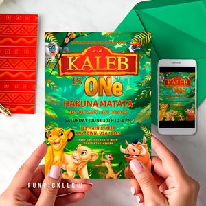 Lion king Invitation for DIY, Baby Lion E-invite, Simba Theme, Timon and Pumbaa Printable invitation - LKG02