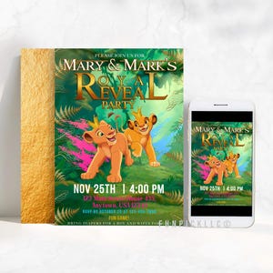 Lion king Invitation for DIY, Gender Reveal E-invite, Simba and Nala Theme, The lion king Printable invitation - LKG04