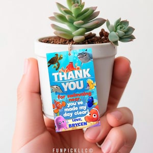 Finding Nemo Editable Tag for DIY, Finding Dory Custom Tag, Nemo  Theme, Under the sea Gift tags - FIN01