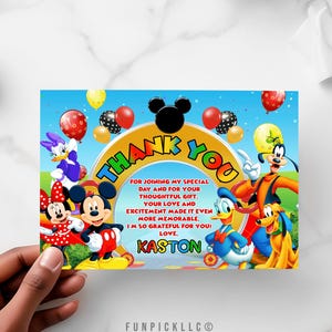 Mickey Mouse Dankeskarte für DIY, Mickey und Minnie Grußkarte, Disney World Theme, Mickey Custom Karte - MYM06