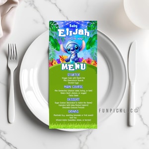 Baby Stitch Menu for DIY, Stitch baby shower Menu template, Stitch  Theme, Baby Stitch printable menu - STI05