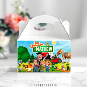 Etiqueta para caixa de empena La Granja de Zenon para DIY, etiqueta para caixa de fazenda Zenon, tema Granja de Zenon, lembrancinhas para festa Vaca Lola - GDZ01