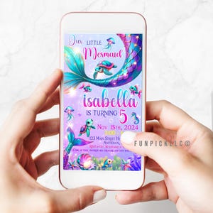 Mermaid  E-invite Template for DIY, Little Mermaid  Text Message Invitation, Mermaid Party Theme, Under the Sea Phone Party Evite - MRM01