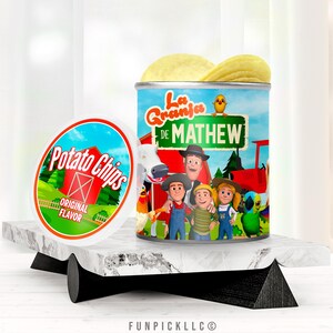 Etiqueta de chips de batata La Granja de Zenon para DIY, etiqueta de chips de fazenda Zenon, tema Granja de Zenon, lembrancinhas de festa Vaca Lola - GDZ01