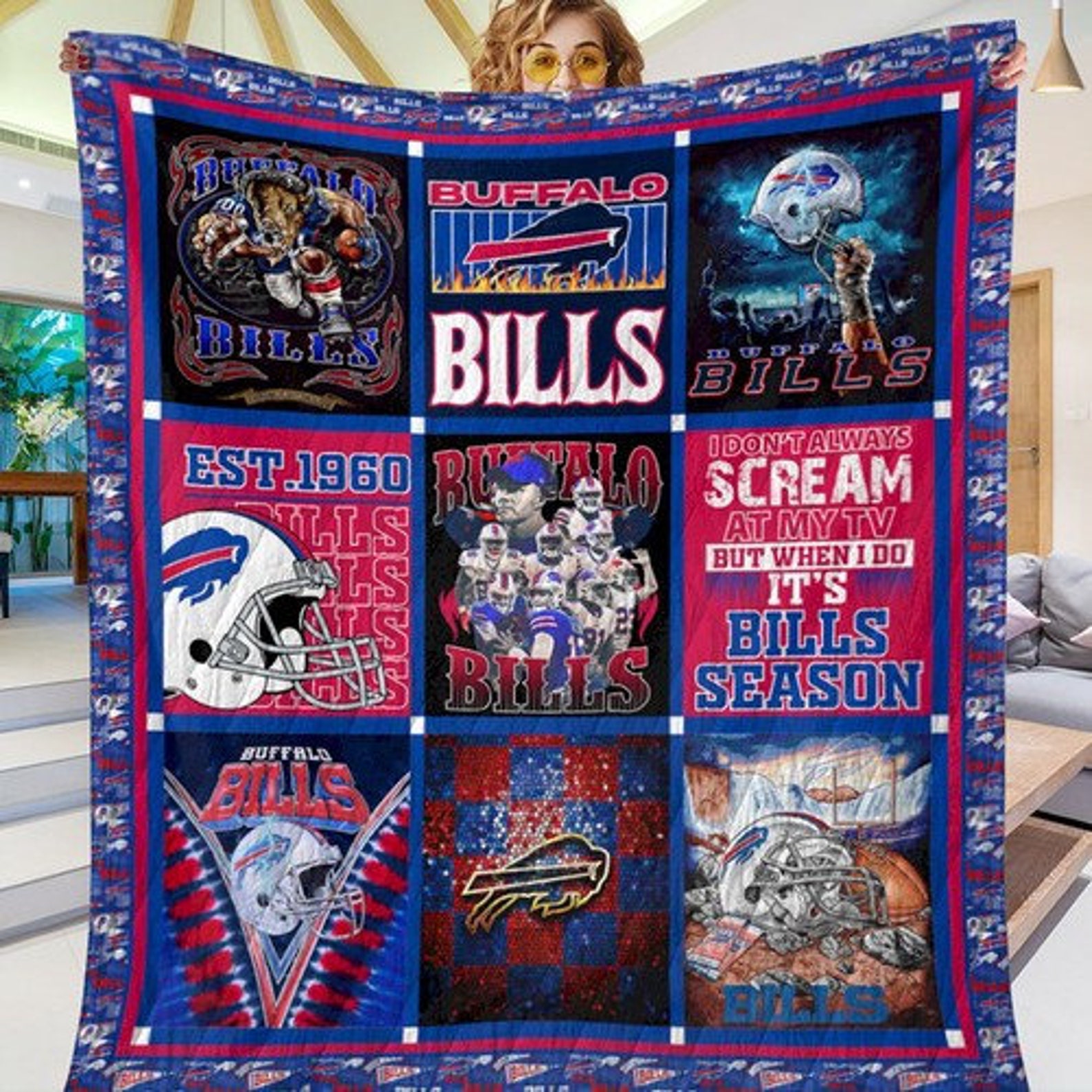 Buffalo Bills Football NFL Legends Quilt Blanket Design Gift Etsy
